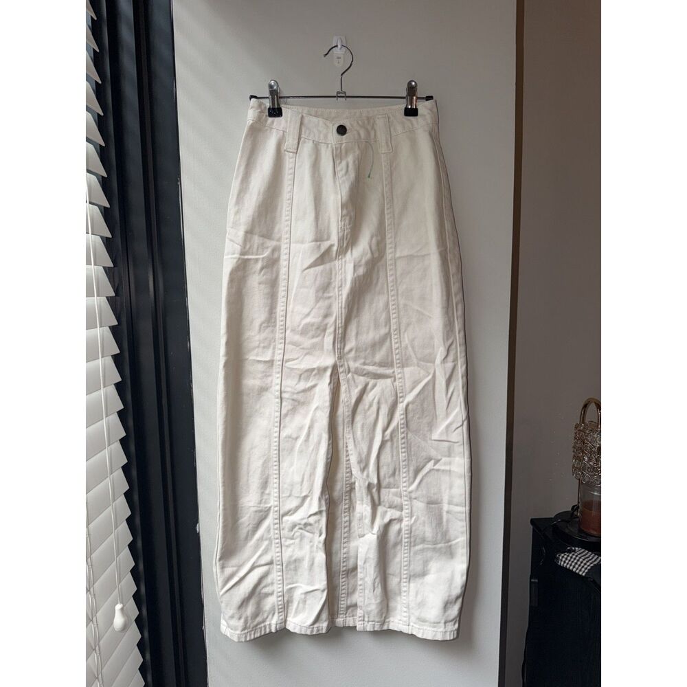 VICI Front Slit Cream Denim Maxi Skirt